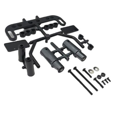 1/10 for RC Car Plastic Double Exhaust Pipe Muffler Licence Plate Bracket Model Hobby On-Road Off-Road Drift Touring(Red)