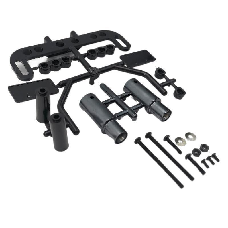 1/10 for RC Car Plastic Double Exhaust Pipe Muffler Licence Plate Bracket Model Hobby On-Road Off-Road Drift Touring(Red)
