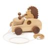 DadCarved Hedgehog Pull-Along Toy | Musical Wooden Pull Toy with Wooden Grip Ring | Natural Drumming Sound for Toddlers 1.5+ Years view 1