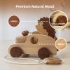 DadCarved Hedgehog Pull-Along Toy | Musical Wooden Pull Toy with Wooden Grip Ring | Natural Drumming Sound for Toddlers 1.5+ Years view 3