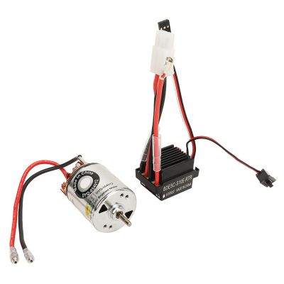 540 Brushed Motor 320A Brushed ESC Powerful High Torsion Motor ESC Combo Set with Two Way Bearing for Traxxas Hsp Redcat Tamiya Axial Hpi RC Cars Stainless Steel Copper 7.4V (12T)