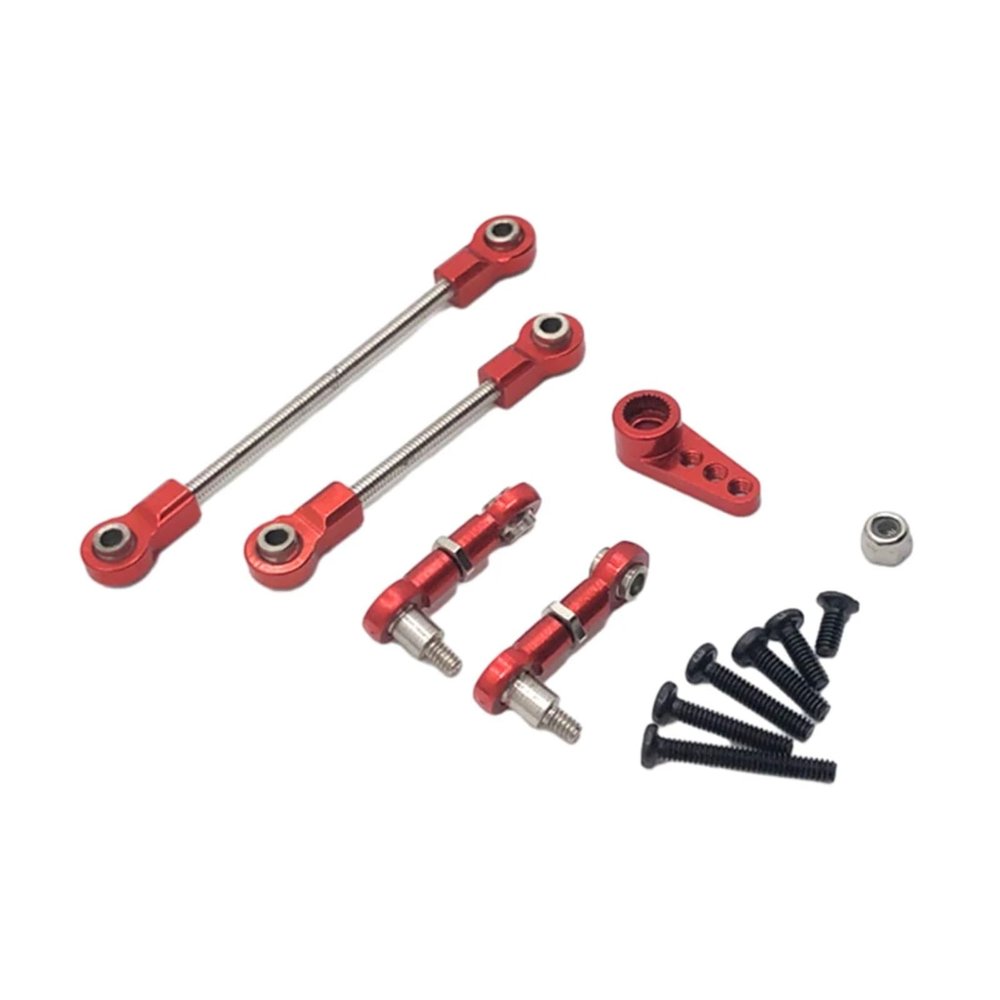RC Car Parts for WLtoys 1/28 284131 K969 K979 K989 K999 P929 P939 Metal Steering Link Rod Pull Rods 28T Servo Links Linkage RC Upgrade Modified Parts(Red)