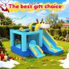 MUKDIY Inflatable Bounce House Double Slide, 9.5ft x9.5ft Jumping Castle for Kids,Heavy-Duty 840D Oxford Fabric, Ages 3-8, Includes 350W Blower, 8 Stakes, Repair Kit (Up to 3 Kids), Blue view 2