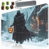 for MTG/TCG Playmat with Zones and Storage Bag and 6 Dice, 24 x 14 in, for Commander Trading Card Game Desk Pad, Magic Playmat Accessories, Warrior Holding Pumpkin Lantern Pattern Mouse Pad view 1