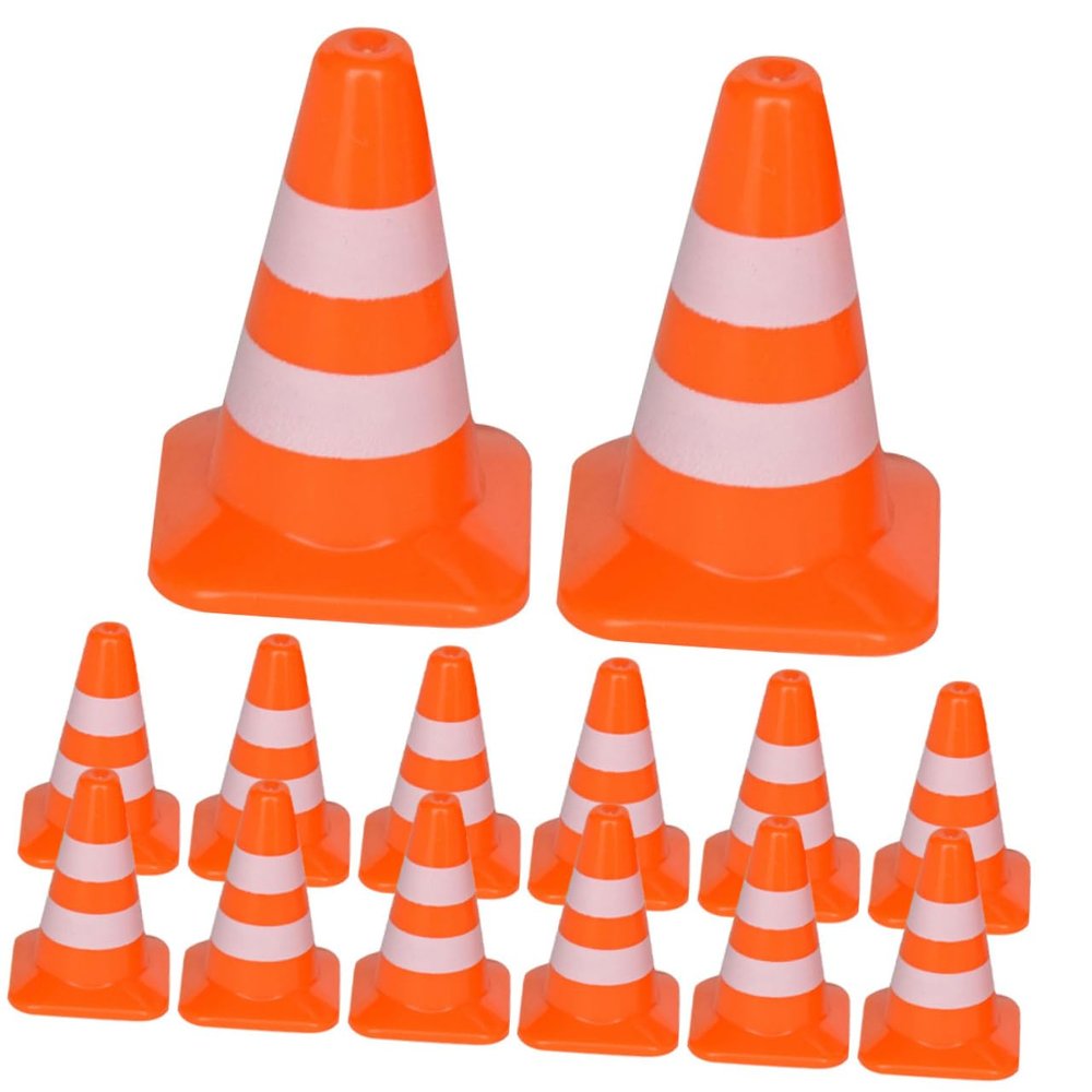 BESPORTBLE 28Pcs Miniature Traffic Cones and Road Signs for Educational Table Models for Learning Traffic Safety and Playtime Fun Parking Lot Scenarios