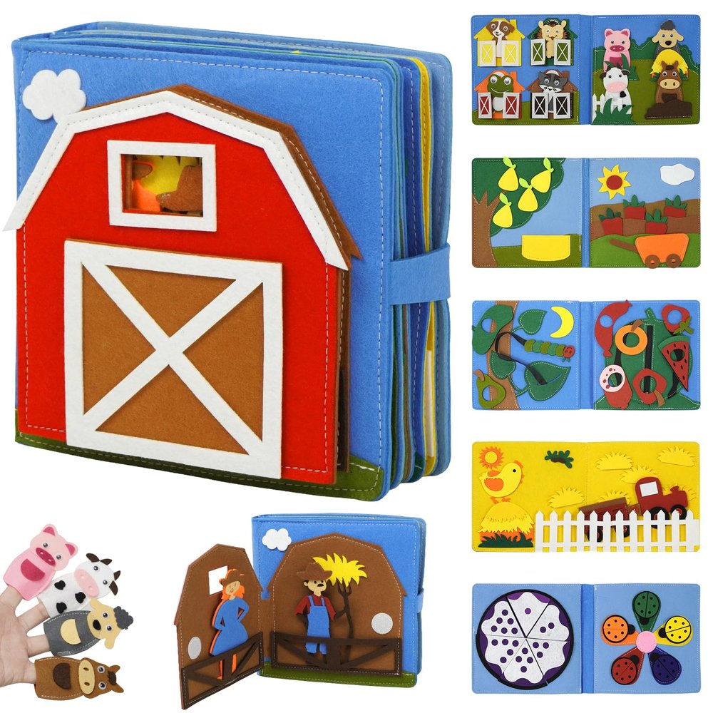 Montessori Busy Book , Felt Quiet Book for Baby, Preschool Early Learning Educational Toys for Kids Age 3 4 5 6 Years, Develops Fine Motor Skills,Toddlers Activities Toy for Airplane Car Travel