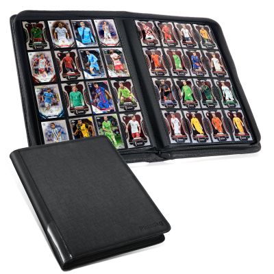 16-Pocket Trading Card Binder Holds 1024 Cards - Premium PU Leather Album, Ringless Side LoadingTrading Card Album,Sturdy 3x4" Card Holder for MTG, TCG, YuGiOh, Game Cards & Sports Cards (Black)