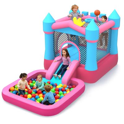 MUKDIY Inflatable Bounce House with Pool & Slide, 12x6.2ft Water Park Jumping Castle for Kids,Heavy-Duty 840D Oxford Fabric, Ages 3-8, Includes 350W Blower, 8 Stakes, Repair Kit (Up to 3 Kids), Pink