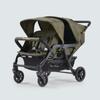 Familidoo H4E Quad Lidoo Lite 4-Seater Stroller Wagon for Kids, Lightweight & Foldable with Reclining Seats, 5-Point Harness, Double Canopy & Rain Cover (Olive) view 1