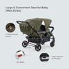 Familidoo H4E Quad Lidoo Lite 4-Seater Stroller Wagon for Kids, Lightweight & Foldable with Reclining Seats, 5-Point Harness, Double Canopy & Rain Cover (Olive) view 3
