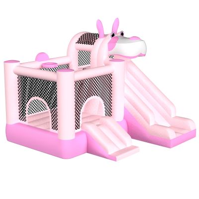 MUKDIY Inflatable Bounce House Double Slide, 9.5ft x9.5ft Jumping Castle for Kids,Heavy-Duty 840D Oxford Fabric, Ages 3-8, Includes 450W Blower, 8 Stakes, Repair Kit (Up to 3 Kids), Pink