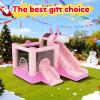 MUKDIY Inflatable Bounce House Double Slide, 9.5ft x9.5ft Jumping Castle for Kids,Heavy-Duty 840D Oxford Fabric, Ages 3-8, Includes 450W Blower, 8 Stakes, Repair Kit (Up to 3 Kids), Pink view 2