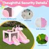 MUKDIY Inflatable Bounce House Double Slide, 9.5ft x9.5ft Jumping Castle for Kids,Heavy-Duty 840D Oxford Fabric, Ages 3-8, Includes 450W Blower, 8 Stakes, Repair Kit (Up to 3 Kids), Pink view 4