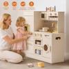 ROBOTIME Wooden Play Kitchen for Kids, Toddler Kitchen Set with Refrigerator, Dishwasher & Oven  Beige Kitchen Playset with Gold Sink & Handles, Toy Kitchen for Girls and Boys Ages 3 view 3