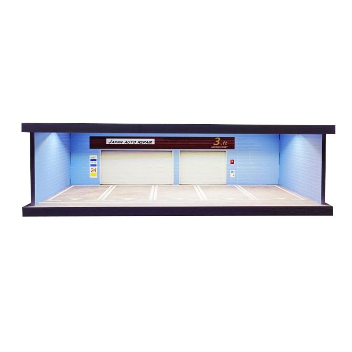 1/43 Diorama Car Garage Model,for 1/43 die-cast Model Car Display,City Car Parking Lot Scene Display Model,with LED Light and Acrylic Cover (MJ-09)