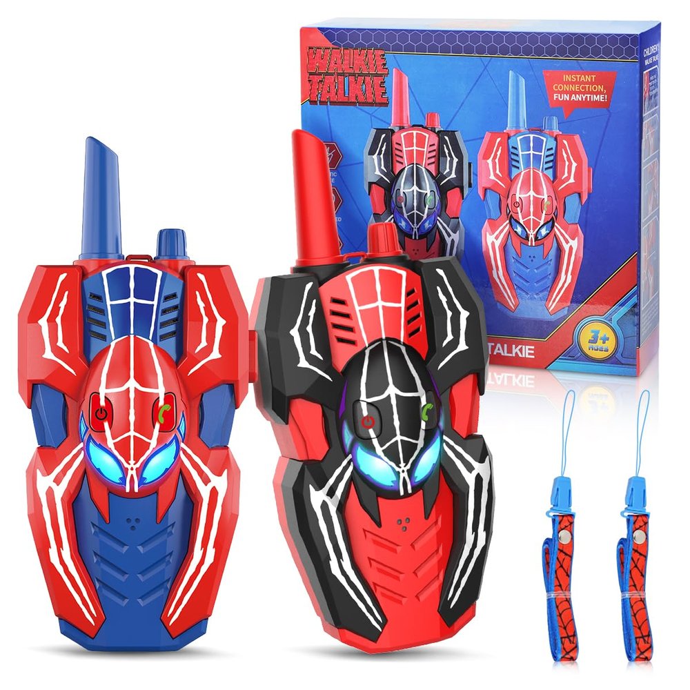 Humzo Spider Hero Walkie Talkies for Kids 2 Pack Indoor & Outdoor Toys for Boys Ages 3-8, Birthday Gift for Children, Fun Two-Way Radios for Playtime & Adventures