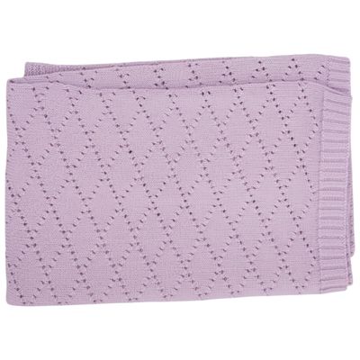 Grewear Baby Knit Blanket, 100% Cotton Diamond Patterns, Soft, Cozy, Lightweight Swaddle for Newborn & Infant Swaddling Beige Neutral, Perfect Baby Shower Ideas Lilac 28x36