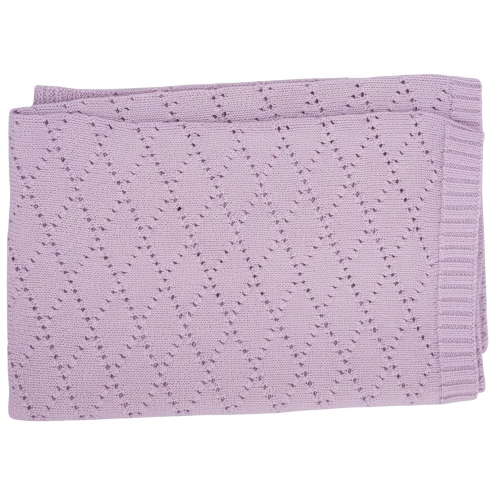 Grewear Baby Knit Blanket, 100% Cotton Diamond Patterns, Soft, Cozy, Lightweight Swaddle for Newborn & Infant Swaddling Beige Neutral, Perfect Baby Shower Ideas Lilac 28x36