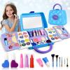 ROHSCE 50 Pcs Kids Makeup Kit for Girls, Real Washable Cosmetic Set with Large Mirror & Blue Vanity Case, Non-Toxic Princess Toys Birthday Gifts for 3 4 5 6 7 8 9 10 12 Year Old GirBlue view 1