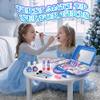 ROHSCE 50 Pcs Kids Makeup Kit for Girls, Real Washable Cosmetic Set with Large Mirror & Blue Vanity Case, Non-Toxic Princess Toys Birthday Gifts for 3 4 5 6 7 8 9 10 12 Year Old GirBlue view 2