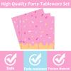 Tevxj 200PCS Donut Themed Birthday Tableware Set Donuts Pink Dinnerware Disposable Plates Sweet Party Plates Napkins Forks for Baby Shower Party Decorations Supplies 50 guests view 3