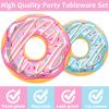 Tevxj 200PCS Donut Themed Birthday Tableware Set Donuts Pink Dinnerware Disposable Plates Sweet Party Plates Napkins Forks for Baby Shower Party Decorations Supplies 50 guests view 4