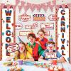 14 Pcs Circus Decorations Welcome to the Carnival Porch Banners Carnival Party Direction Signs Decor Circus Welcome Signs Triangle Flag for Game Birthday Party Supplies view 3