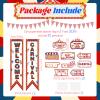 14 Pcs Circus Decorations Welcome to the Carnival Porch Banners Carnival Party Direction Signs Decor Circus Welcome Signs Triangle Flag for Game Birthday Party Supplies view 4