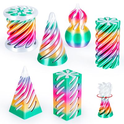 3Dgenius 6 Pack Spiral Cone Fidget Toys 3D Printed Spiral Fidget Toys Impossible Cone 3D Printed Fidgets Impossible Pyramid Passthrough 3D Printed Toys for Adults & Kids for Anxiety Relaxing, Pack3
