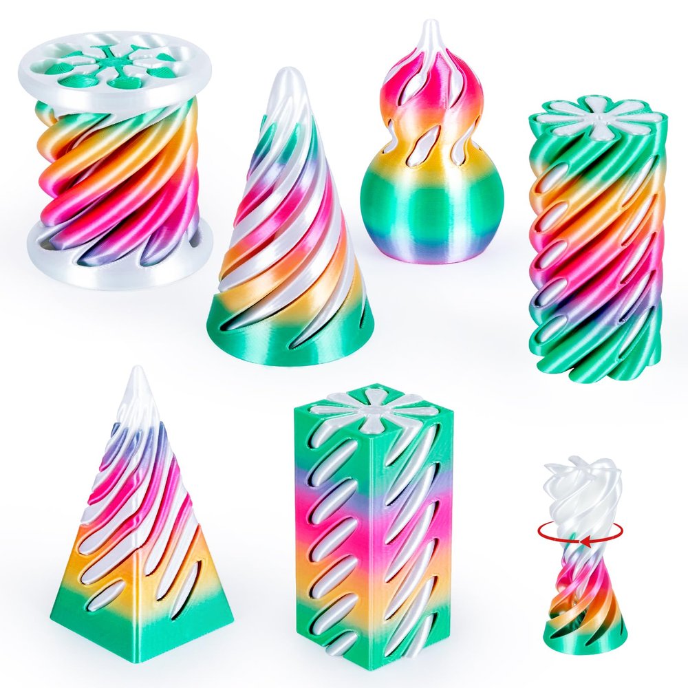 3Dgenius 6 Pack Spiral Cone Fidget Toys 3D Printed Spiral Fidget Toys Impossible Cone 3D Printed Fidgets Impossible Pyramid Passthrough 3D Printed Toys for Adults & Kids for Anxiety Relaxing, Pack3