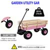 Heavy Duty Steel Wooden Side Support Cargo Wagon with 10 All-Terrain Air Tires, Effortless Foldable Handle Cart for Gardening Supplies, Towing Kids Toys, Up to 176lb Haul Capacity (Pink) view 3