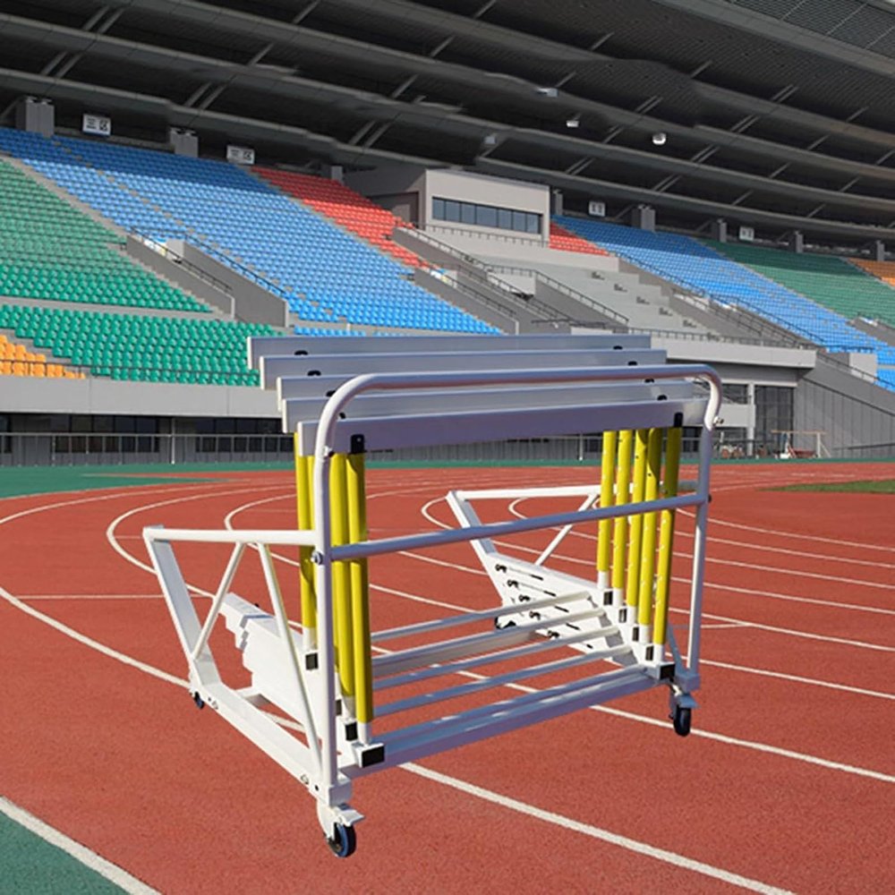 4-Wheel Hurdle Cart Storage Rack, Portable Hurdle Racks Transportation Trolley, Track and Field Equipment Transport Vehicle, Commercial Race Hurdle Carrier Carts, Heavy Duty Metal Frame