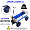 Heavy Duty Steel Wooden Side Support Cargo Wagon with 10 All-Terrain Air Tires, Effortless Foldable Handle Cart for Gardening Supplies, Towing Kids Toys, Up to 176lb Haul Capacity (Blue) view 3