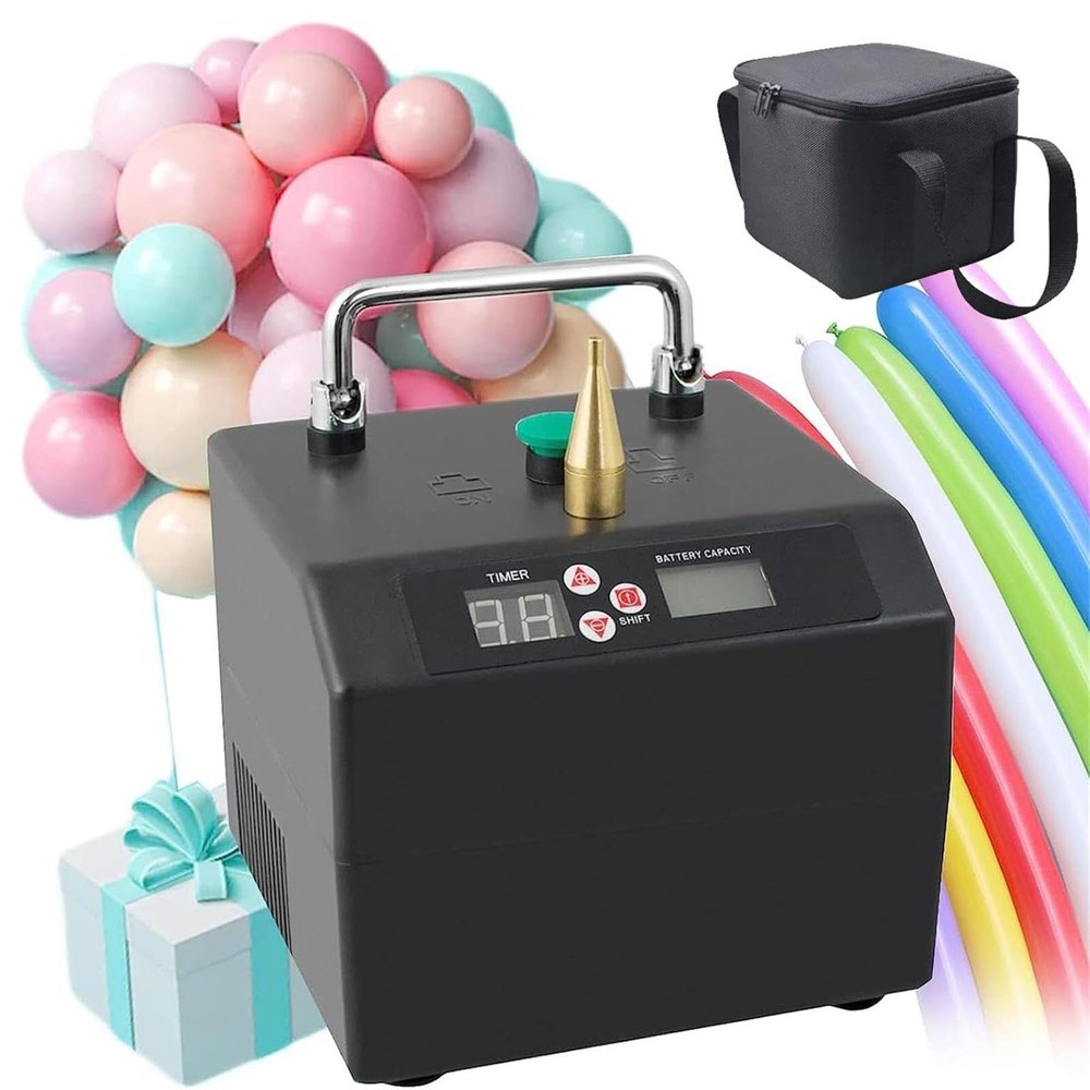 KUIOPNET Electric Air Balloon Pump with Timer and Counters, 120W Portable Balloon Pump Balloon Inflator with Bag for Christmas, Festivals, Party Decoration