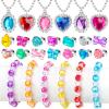 Hooqict Princess Dress Up Kids Jewelry for Girls 4-6 Bracelets Necklaces Rings Set Toddler Play Jewelry for Costume Princess Party Favors for 3 4 5 6 7 8 Year Old Birthday Gifts view 1