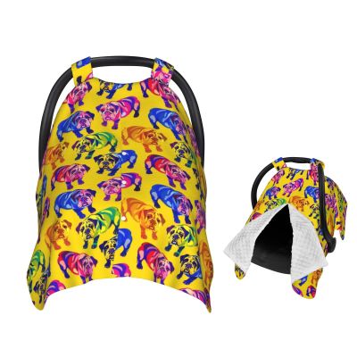 Muishi Cartoon Colorful Bulldogs Baby Car Seat Canopy Nursing Cover for Newborn Car Seat Breastfeeding Covers Blanket Newborn Shower Gift