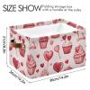 Wusikd Cupcakes Storage Basket Set of 2 Large Fabric Hearts Storage Baskets Bins Box Cube with Handles Collapsible Closet Shelf Clothes Organizer Basket for Nursery Bedroom view 4