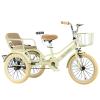 SRNSAEB Pink Gray Green Yellow 3-Wheel Bikes Carrying Passengers, Three Wheel Cruiser Bike Two-Seater Children Tricycle, Double Twins Toy Bicycle with Adjustable Height Seats & Handle(Yellow,20in) view 1