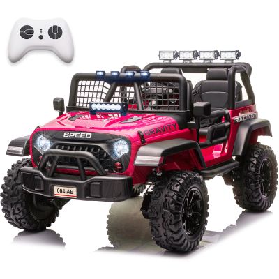 NEWQIDA 24V Ride On Toys for Big Kids, 2 Seater Electric Car with Remote Control 4x4 Ride on Truck for Boys Girls, 4-Wheels Shock Suspension, EVA Tires, Up to 5MPH, 20" Spacious Seat, LED Light, Pink