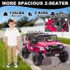 NEWQIDA 24V Ride On Toys for Big Kids, 2 Seater Electric Car with Remote Control 4x4 Ride on Truck for Boys Girls, 4-Wheels Shock Suspension, EVA Tires, Up to 5MPH, 20" Spacious Seat, LED Light, Pink view 2