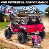 NEWQIDA 24V Ride On Toys for Big Kids, 2 Seater Electric Car with Remote Control 4x4 Ride on Truck for Boys Girls, 4-Wheels Shock Suspension, EVA Tires, Up to 5MPH, 20" Spacious Seat, LED Light, Pink view 3