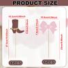 12pcs Glitter Boots Bows Cupcake Decorations, Boy or Girl Boots or Bows Centerpiece Sticks Decorations Supplies for Gender Reveal Birthday Party Flower (Brown & Pink view 2
