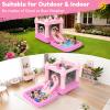 MUKDIY Inflatable Bounce House with Pool & Slide, 12x6.2ft Water Park Jumping Castle for Kids,Heavy-Duty 840D Oxford Fabric, Ages 3-8, Includes 350W Blower, 8 Stakes, (Up to 3 Kids), Light Pink view 3