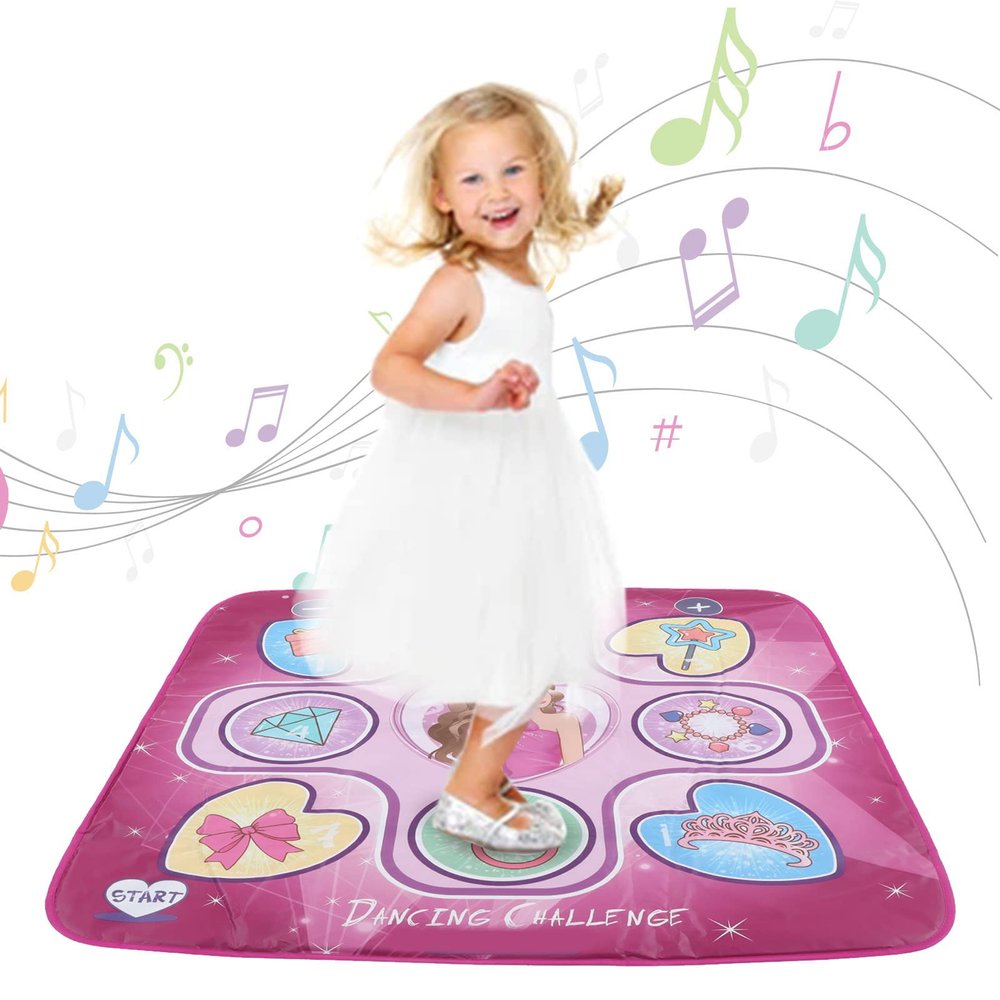 Cryfokt Dance Mat Toys for Girls Ages 3 to 10, Christmas Birthday Gifts, Portable Dance Mat for Girls, Fun Educational Toy Family Gatherings, Combine Fun and Exercise (Pink Purple)