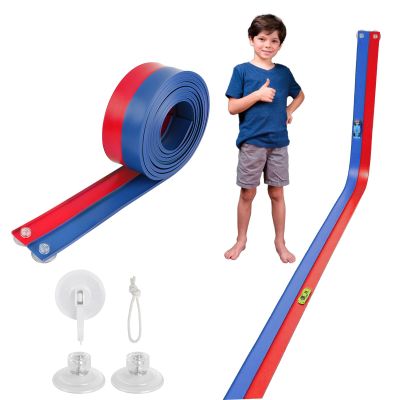 Flexible Race Car Track 15 Ft Starter Set with Suction Cups Compatible with Diecast 1/64th Car for Ages 3 & Up Classic Blue and Red Double Track Long Rolls Up Portable Racetrack