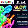 Party City 24pk LED Light Up Pop Tubes 25- 3 Mode Stretchy Tubes LED Light Up Toys Bulk Glow Sticks Party Favors for Kids Necklaces Bracelets Neon Glow in the Dark Supplies Fidget Sensory Tube Pack view 2