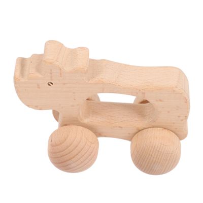 DECHOUS Wooden Inertial Push Car for Montessori Grasping Training with Rounded Corners for Safety Promotes Hand Eye Coordination and Imagination Development for Preschool Learning