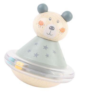 Aramox Wooden Multifunctional Baby Rattle Toy, Baby Sensory Toy, Cartoon Animal Crisp Sound Educational Infant Grab Shake Rattle Toy for Toddlers