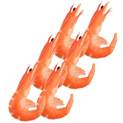 BESPORTBLE 6pcs Realistic PVC Shrimp Models for Restaurant Display and Food Photography Props Artificial Simulated Shrimp Decorations for Home and Party