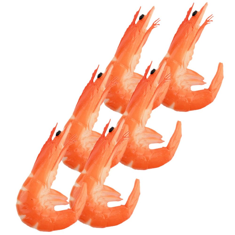 BESPORTBLE 6pcs Realistic PVC Shrimp Models for Restaurant Display and Food Photography Props Artificial Simulated Shrimp Decorations for Home and Party